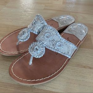 Jack Rogers Silver and Tan Sandals